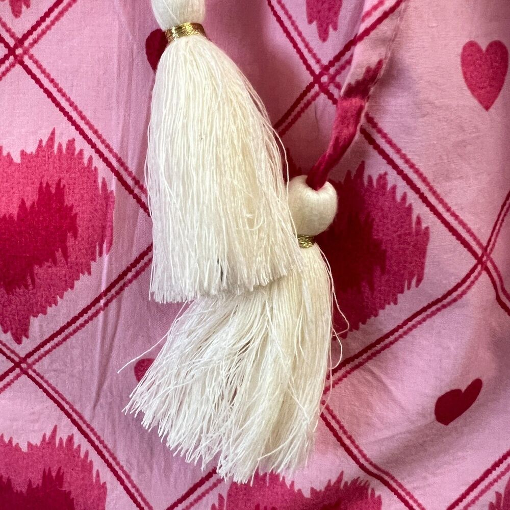 THML Top M Hearts Puff Sleeve Tassels Cotton NWT - Picture 4 of 8